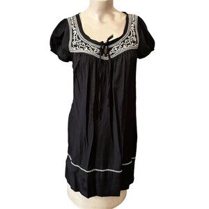 Cute LBD Theme Black dress with ecru embroidery